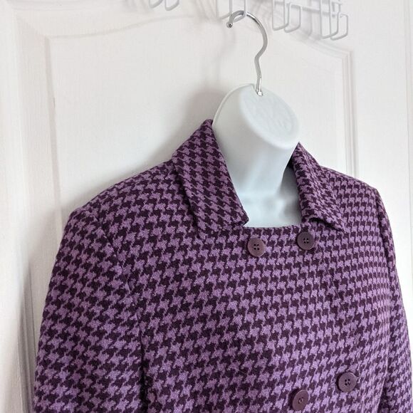 VINTAGE Ailes houndstooth purple jacket blazer Size 6 - Picture 8 of 9